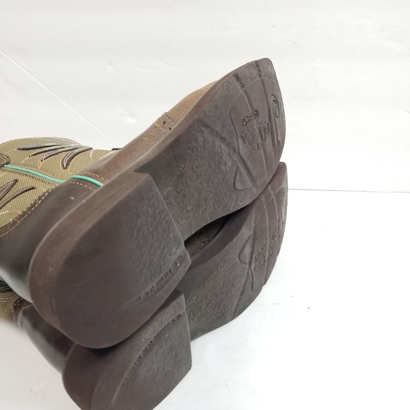 Justin Boots Brown and Aqua Cowgirl Boots - Picture 7 of 7
